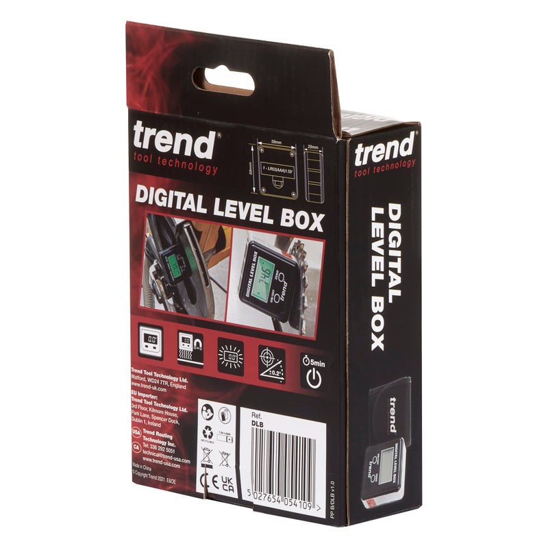 Trend مستوى رقمي ترندي وصندوق زاوية (قاعدة مغناطيسية وشاشة LCD) لنجارة الخشب وضبط زوايا المنشار الطاولة/الزاوية بدقة، أسود، DLB - Image 3